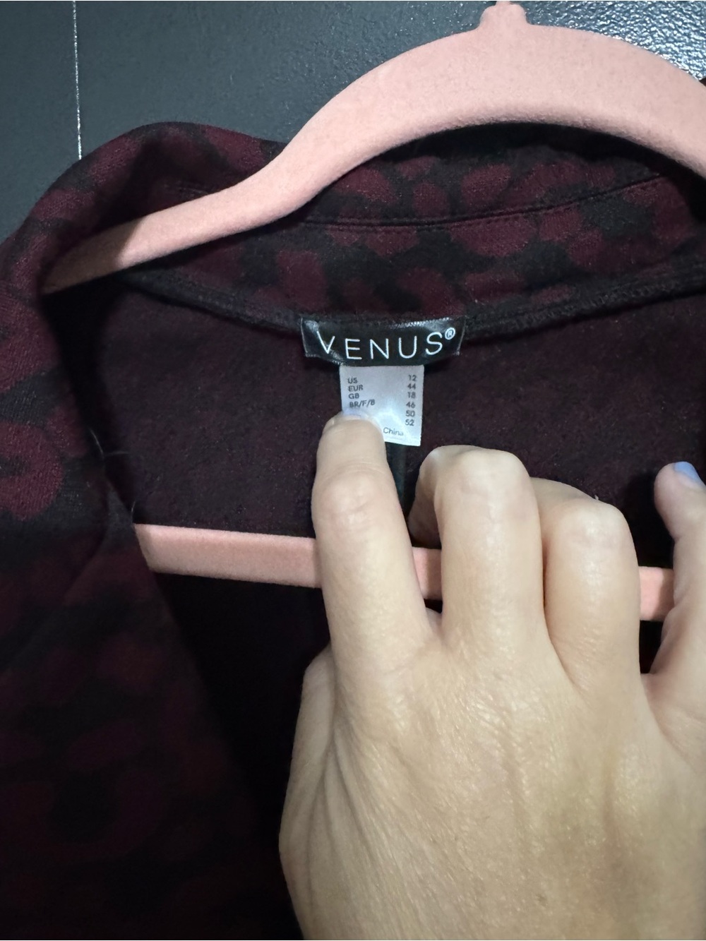 VENUS Maroon Leopard-Pattern Single-Button Blazer - Picture 3 of 4